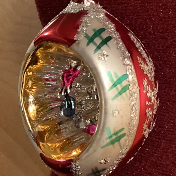 Ornament Christmas Poland Teardrop Heavy Glitter Indent Mirror Reflector 3 1/2in - Picture 8 of 12